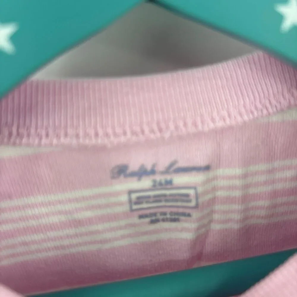 Ralph Lauren Girls pink stripe whale tshirt